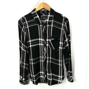 Rails Womens Black Plaid Button Up Long Sleeve Top